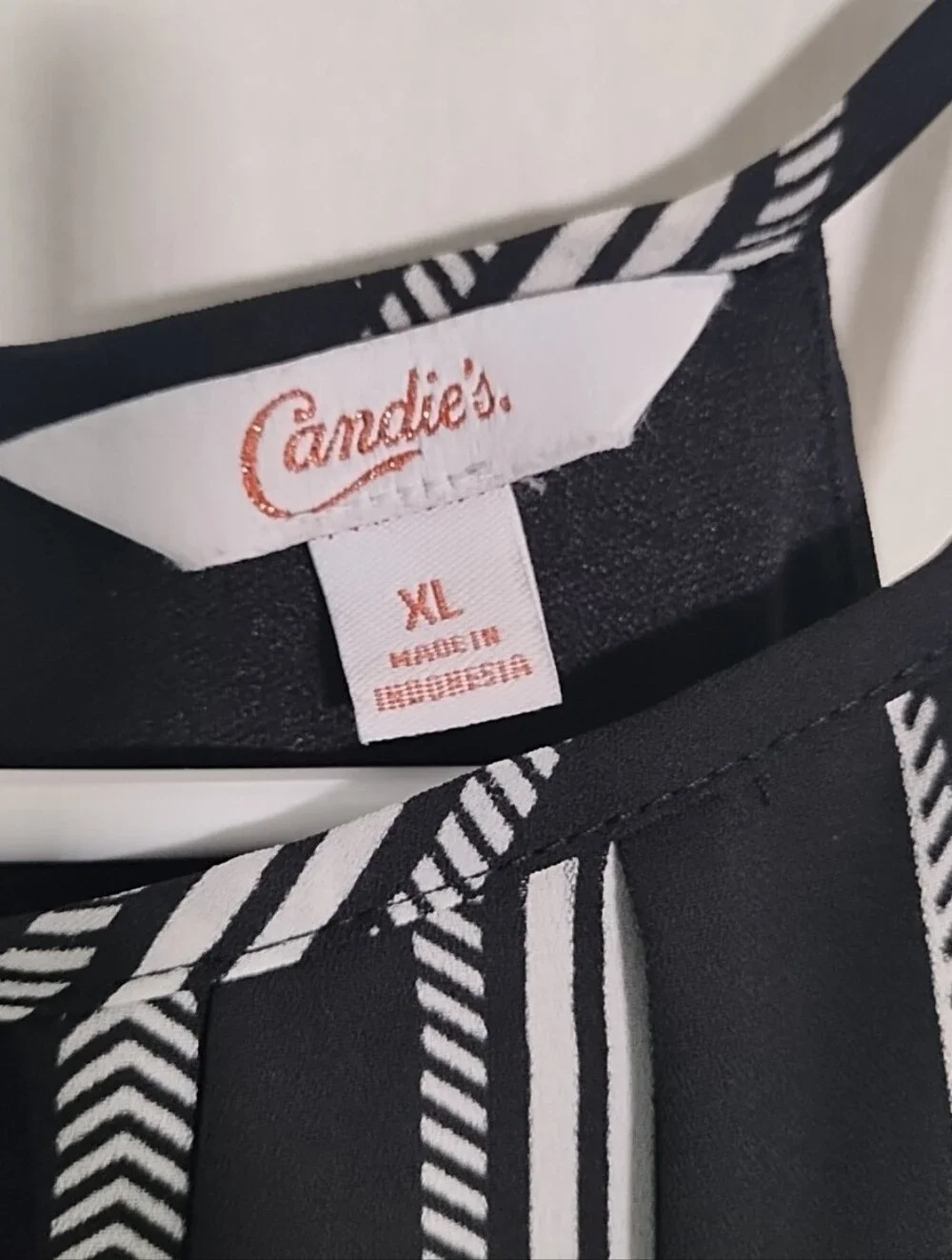 Candie's Halter Mini Shift Dress XL  Keyhole Black & White Striped Lined Flowy
